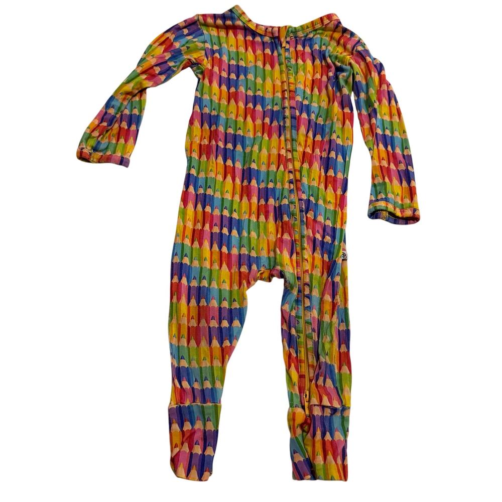 Little Bum Bums bamboo footie zip up pajamas colored pencils lightweight baby